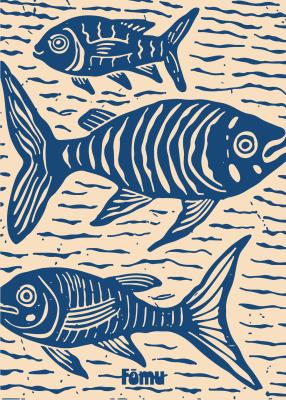 Fishes Lino 1 af Fōmu Illustrations