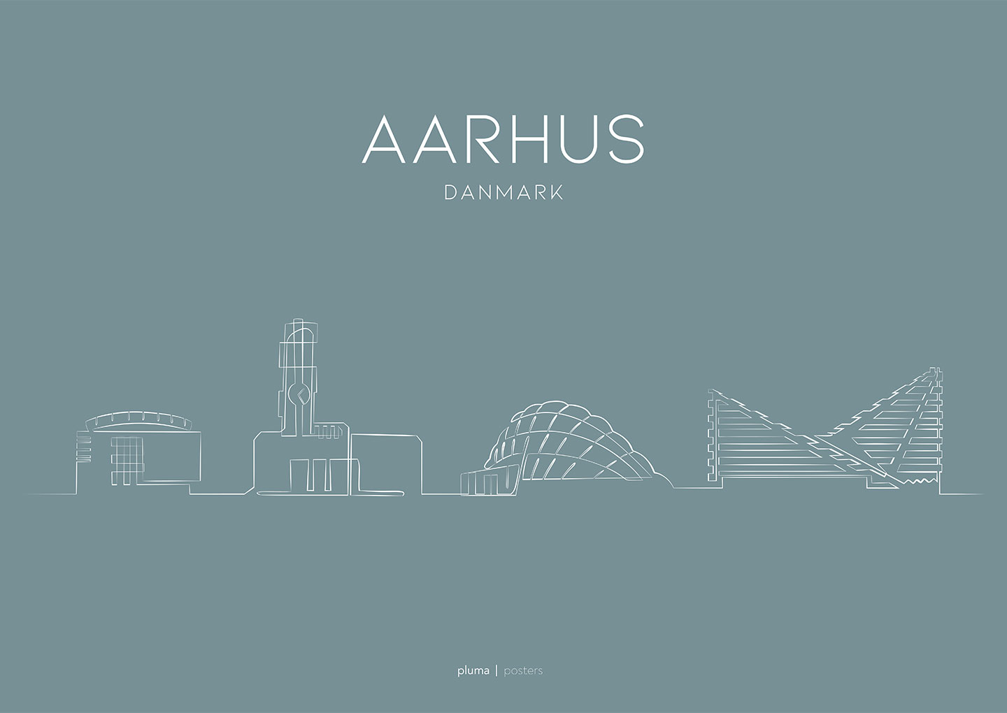 Billede af Aarhus - Dusty blue af Pluma Posters