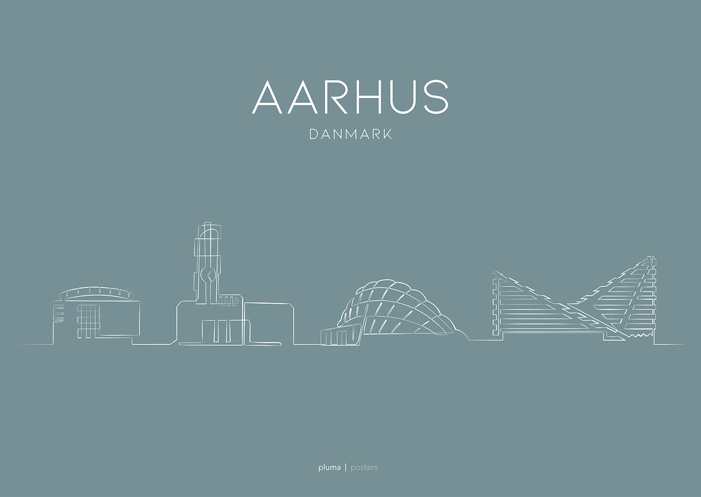 Aarhus Dusty Blue Af Pluma Posters
