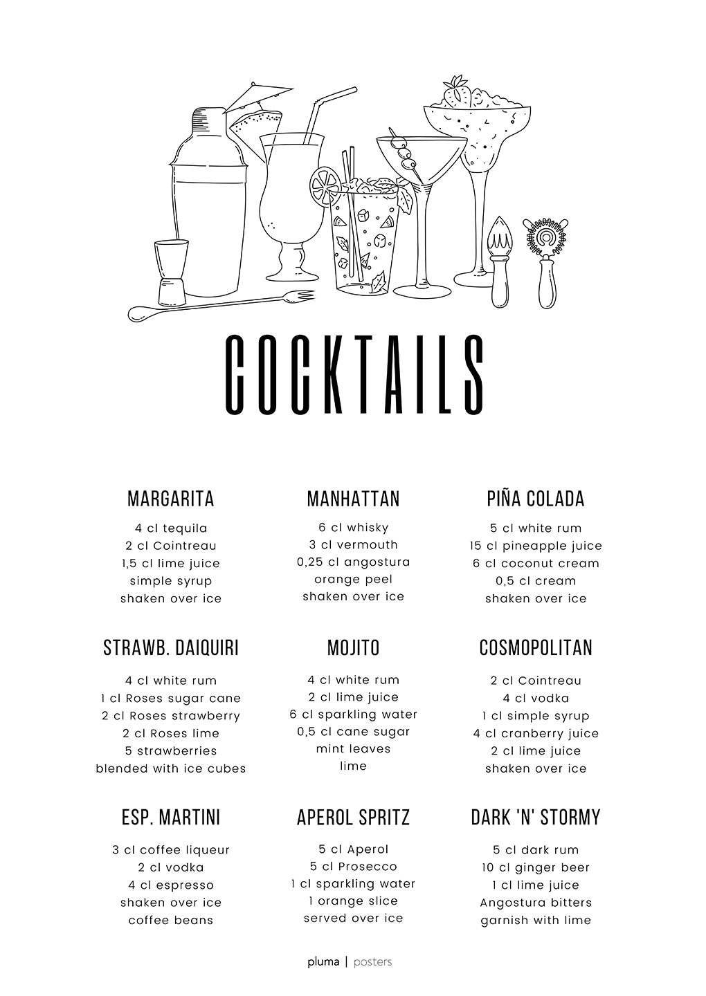 Billede af Cocktails af Pluma Posters