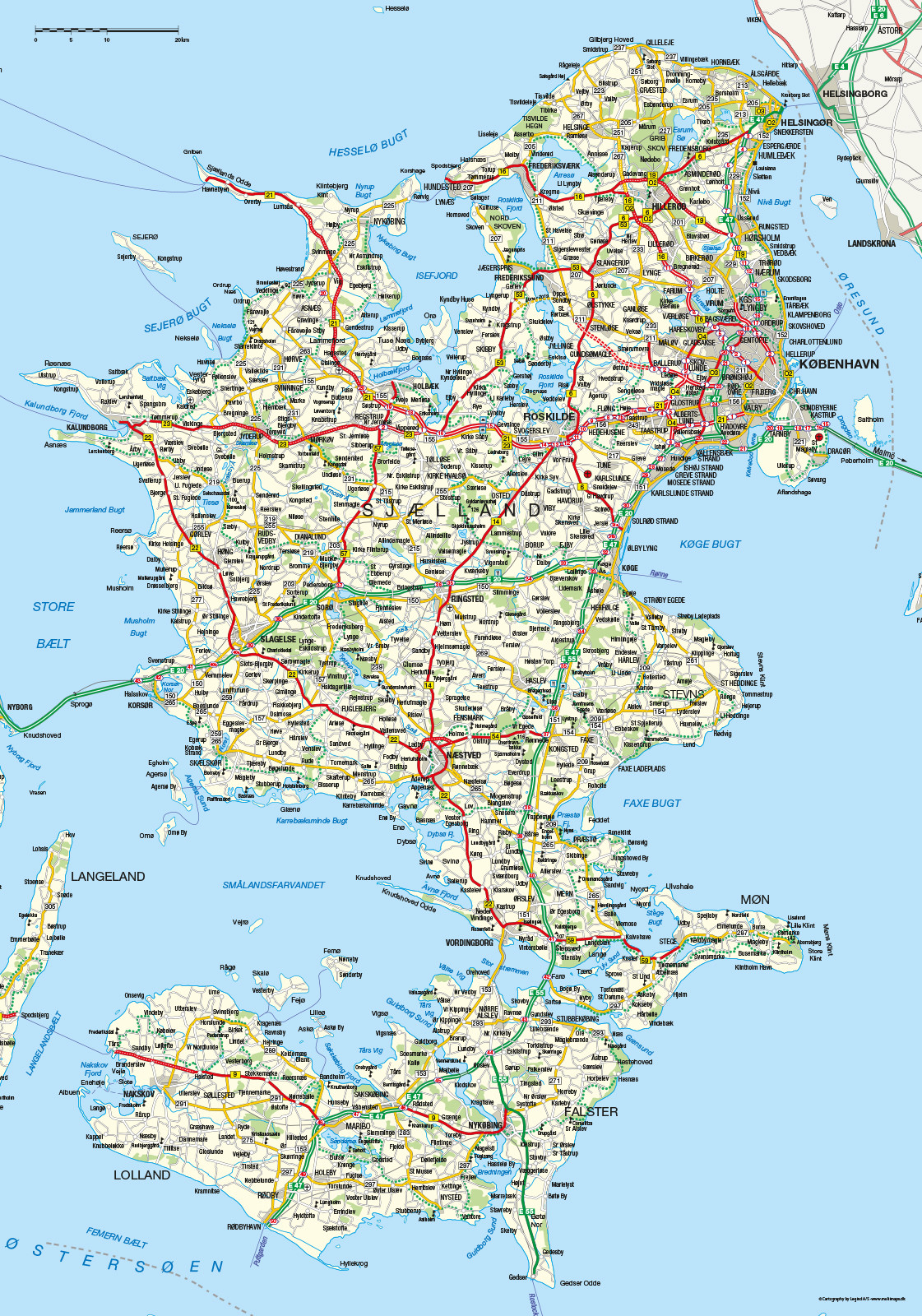 kort over sjælland og lolland falster Sjaelland Og Lolland Falster Illux Art Shop Illux Dk kort over sjælland og lolland falster