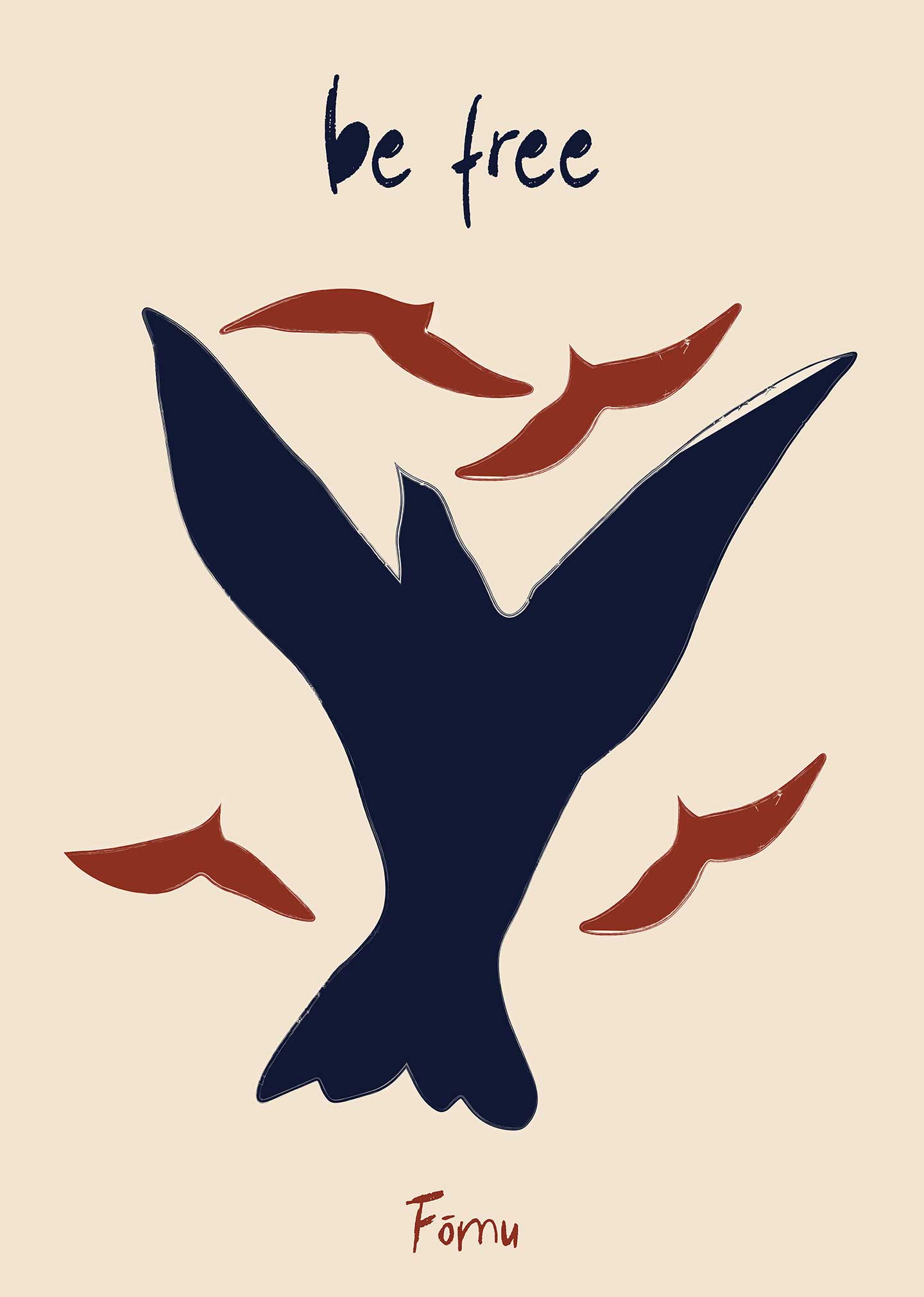 Køb Free Blå Fugl af FÅmu Illustrations - Pris 246.00 kr.
