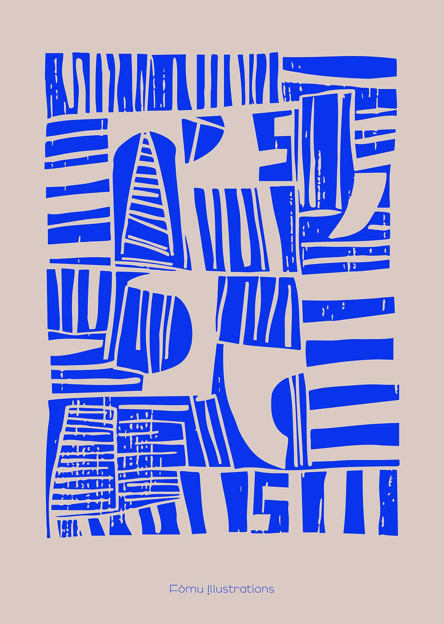Lino Cut Blue af FÅmu Illustrations