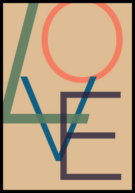 Image of LOVE af Alan Smithee Print i glas og ramme 50x70 cm
