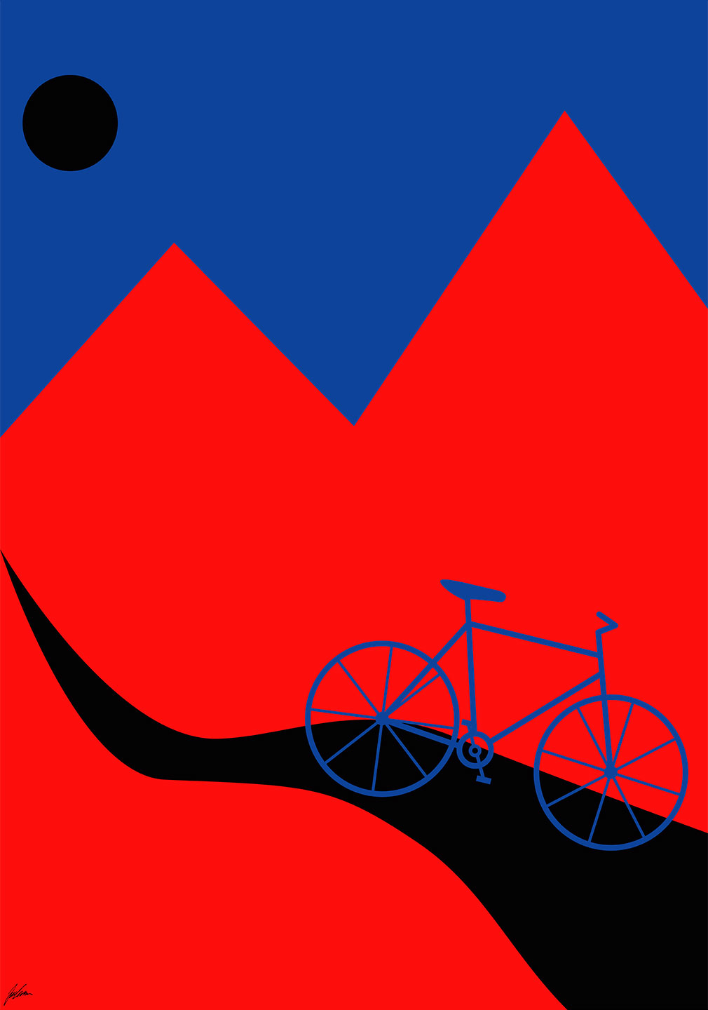 Mountainbike Blue af Justesen Plakater