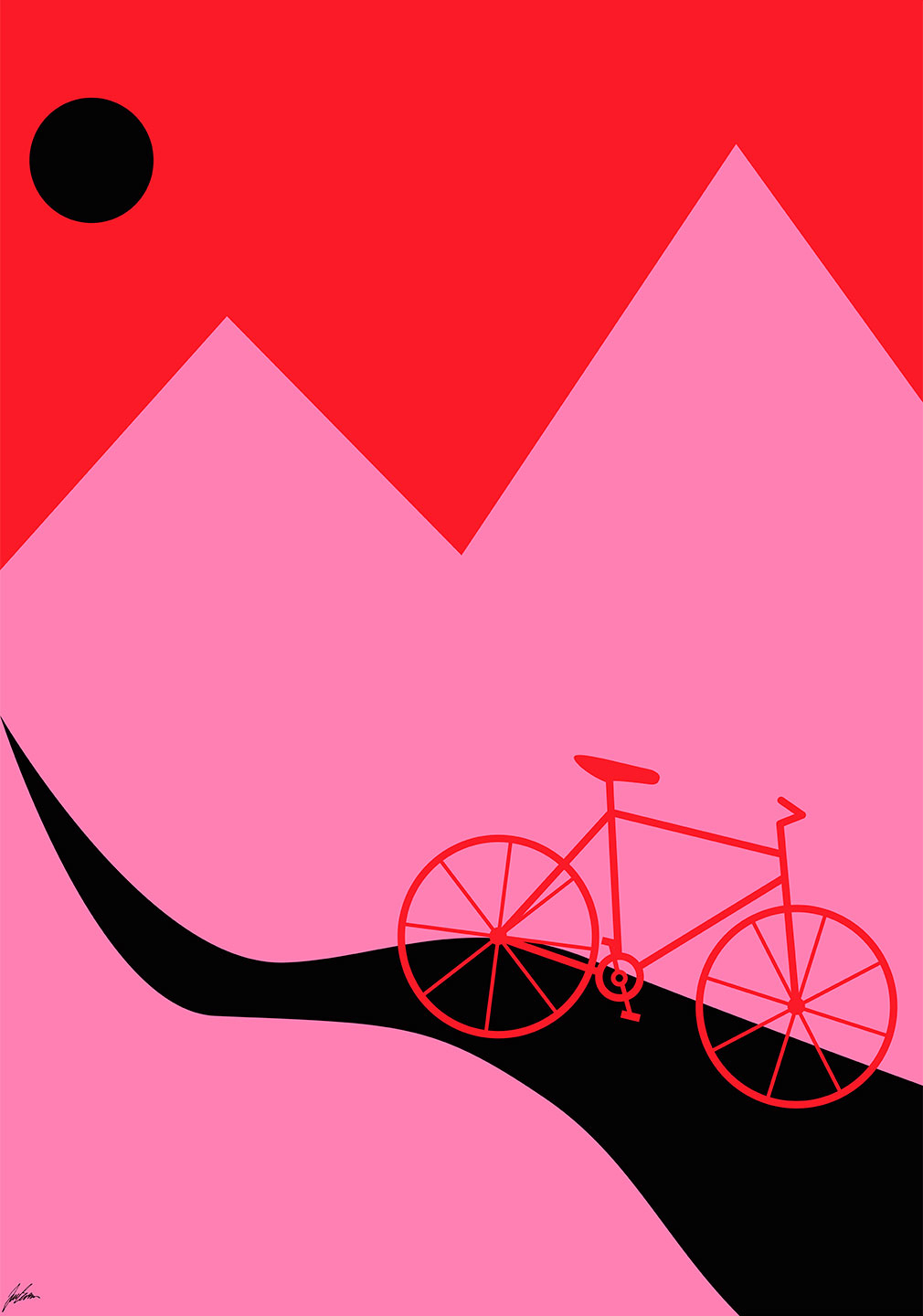 Mountainbike Pink af Justesen Plakater