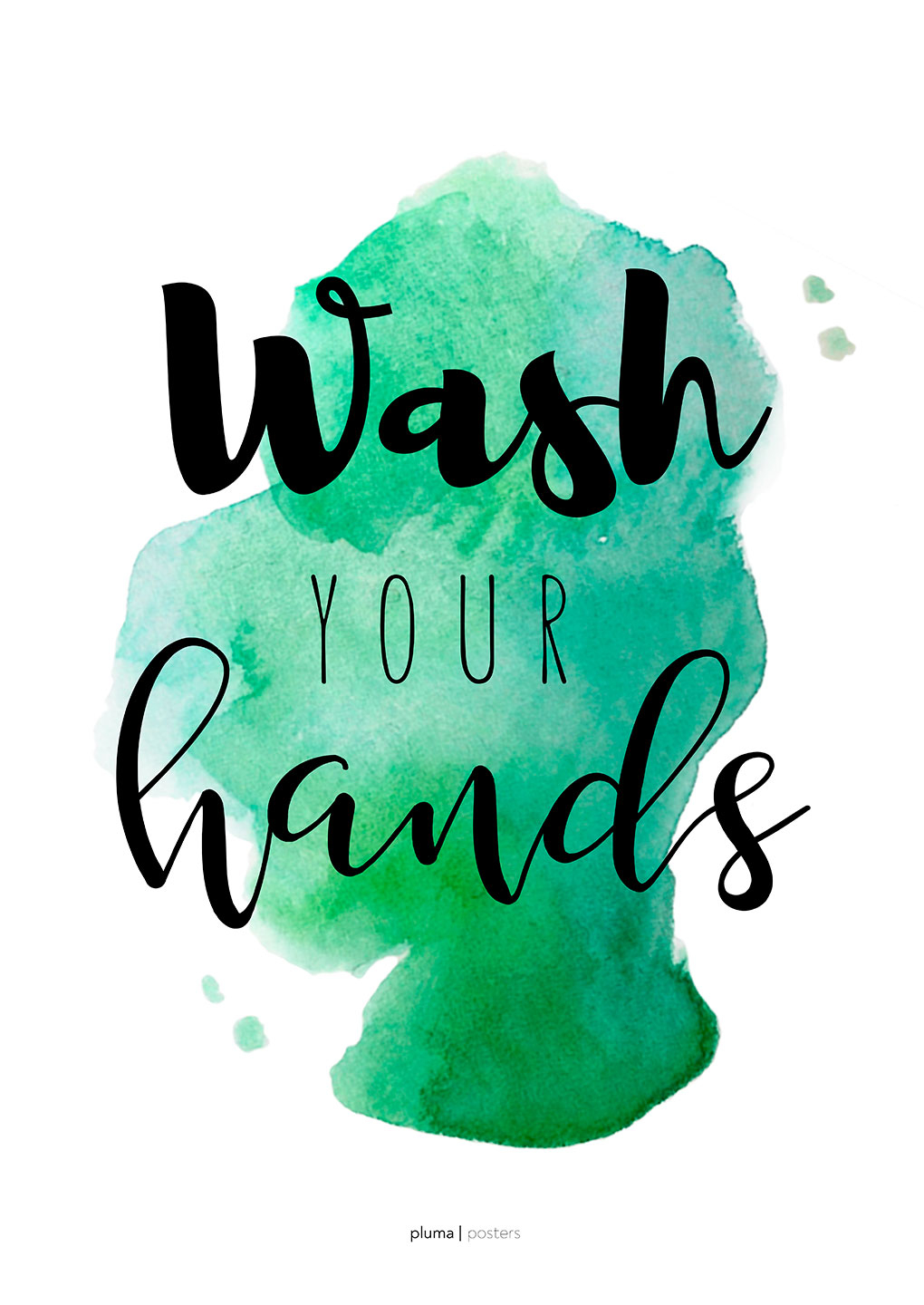 Se Wash your hands - Gr?n af Pluma Posters hos Illux.dk