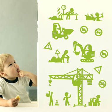 Image of Byggearbejdere wallsticker af Tobias Scheel Mikkelsen 42x70 cm