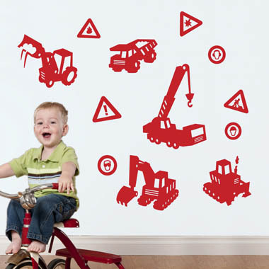 Image of Byggemaskiner wallsticker af Tobias Scheel Mikkelsen 42x70 cm