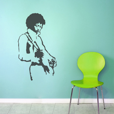 Se Jimi Hendrix wallsticker af Jesper Haun, 42x70 cm hos Illux.dk