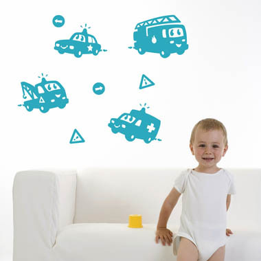 Image of Udrykningsbiler wallsticker af Tobias Scheel Mikkelsen 40x40 cm